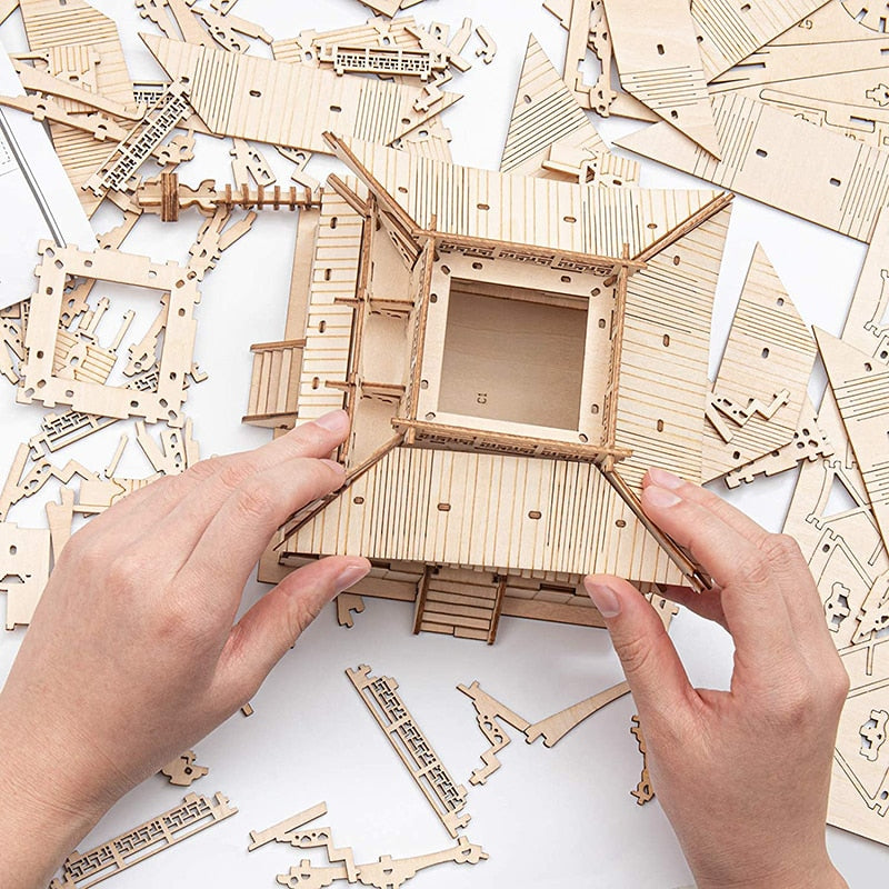 <AOMshop> Puzzle en bois 3D Pagode à cinq étages Robotime pour enfants