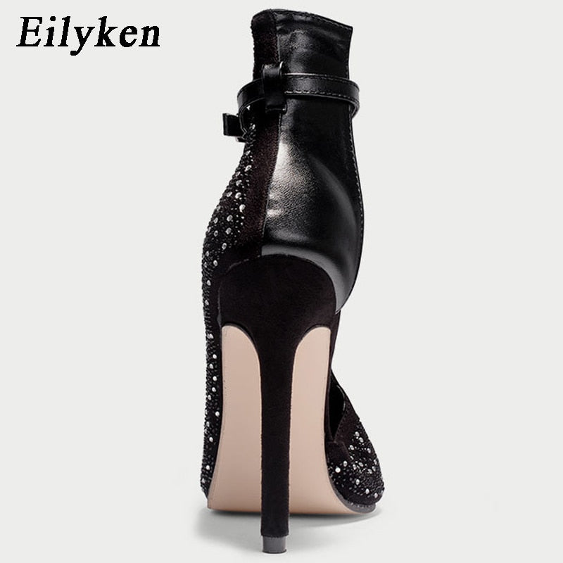 AOMshop - Sandales à talons hauts en cristal pour femmes
