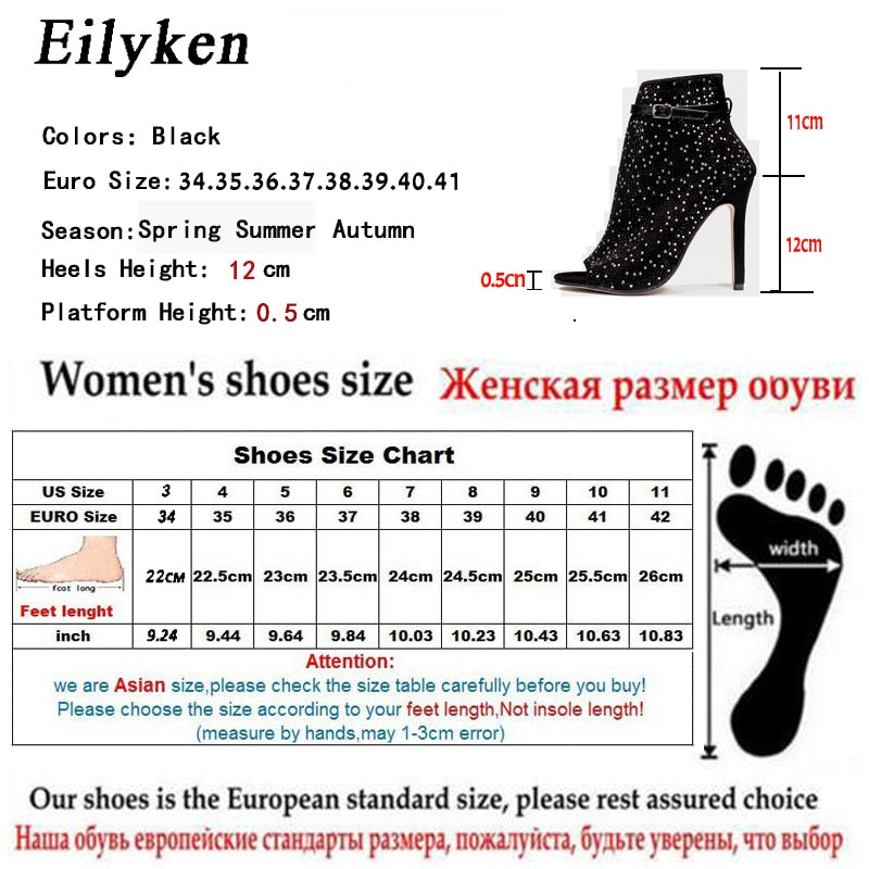 AOMshop - Sandales à talons hauts en cristal pour femmes