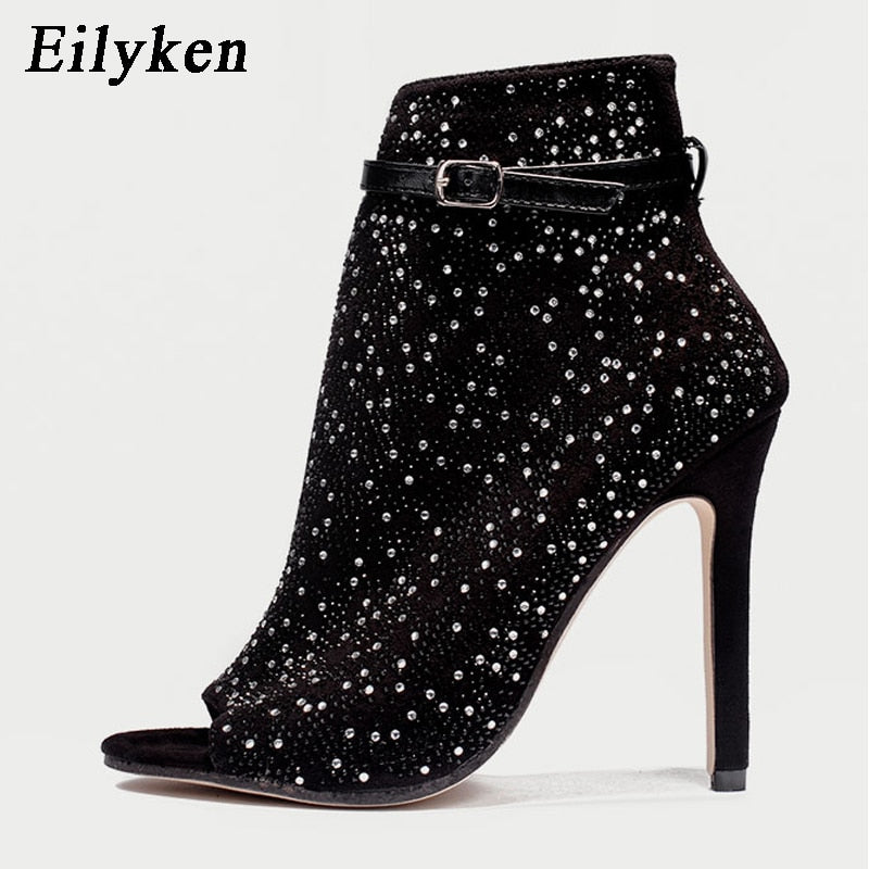 AOMshop - Sandales à talons hauts en cristal pour femmes