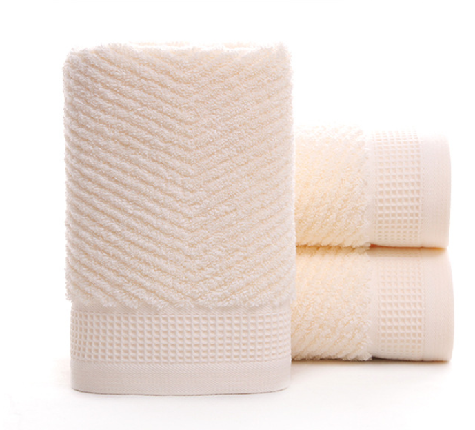 AOMshop - Serviette en coton absorbant épais de haute qualité avec logo personnalisé Creamy white