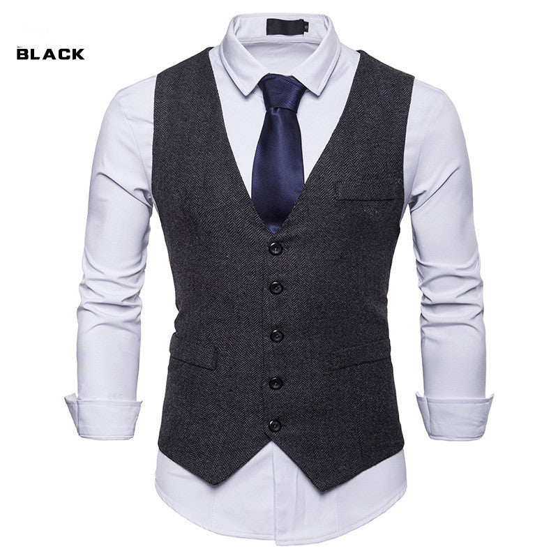 AOMshop - Veste en laine pour homme style européen Black
