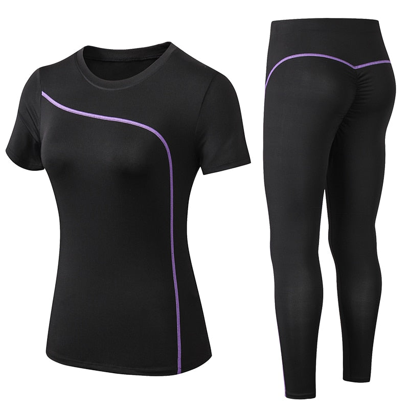 AOMshop - Yoga Set Quick Dry 2 Pièces pour Femme - Tenue de Sport en Plein Air pour la Fitness en Grande Taille Purple China
