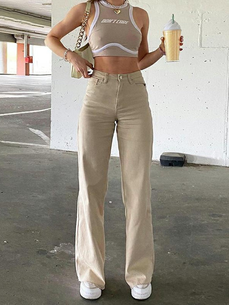 : Acheter des Jeans Femme Larges et Confortables 2022 Khaki China