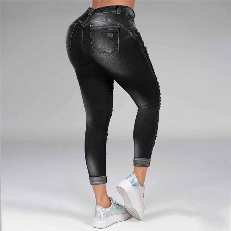 Acheter des jeans déchirés pour femmes en ligne - Skinny, taille haute, en denim lavé