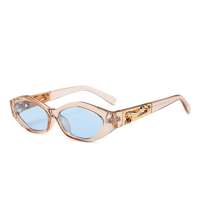 Acheter les Angular Cat-eye Sunglasses avec les temples en forme de jumping cheetah - AOMshop Transparent