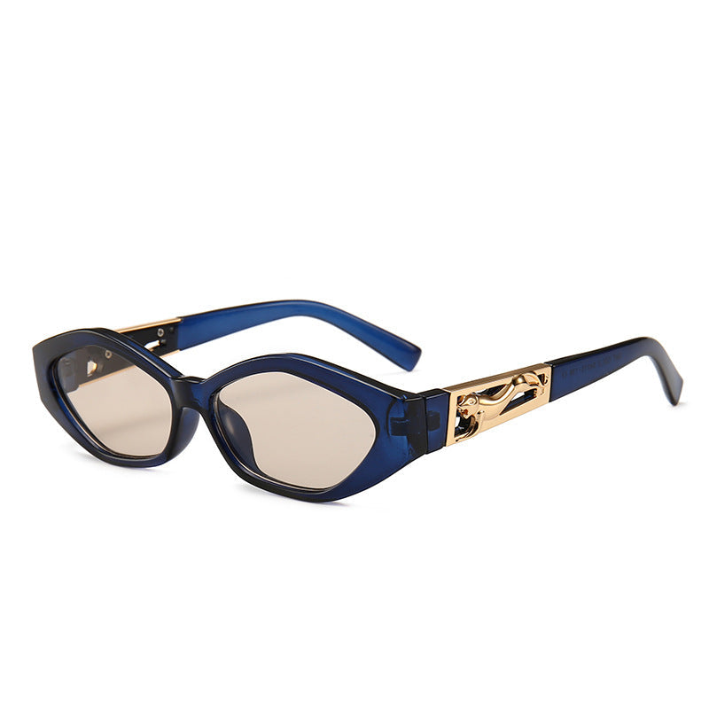 Acheter les Angular Cat-eye Sunglasses avec les temples en forme de jumping cheetah - AOMshop Blue