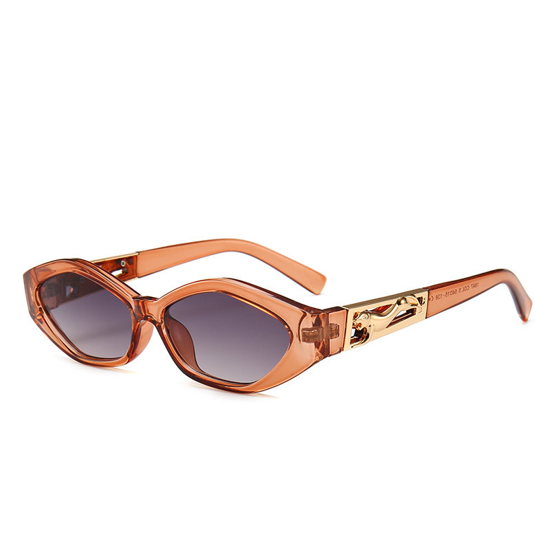 Acheter les Angular Cat-eye Sunglasses avec les temples en forme de jumping cheetah - AOMshop Brown