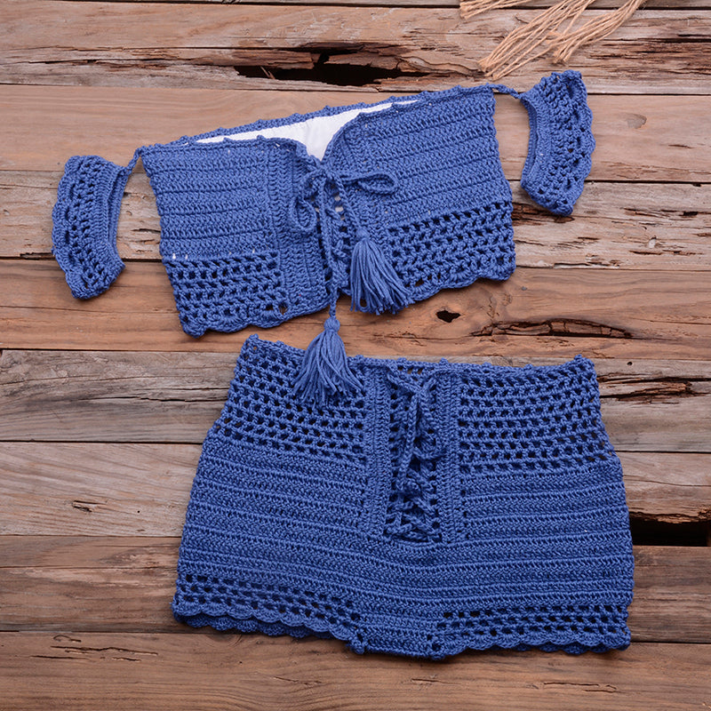"Achetez en ligne le bikini bohème en crochet pour femmes - AOMshop" Blue