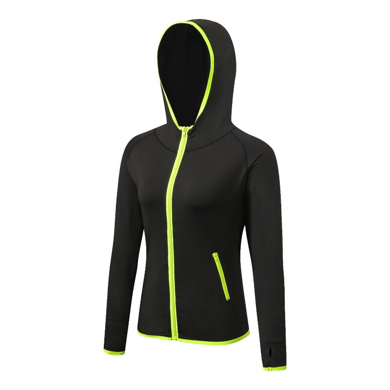Achetez la Veste de Course pour Femme 2020 avec Zip et Capuche | AOMshop black green
