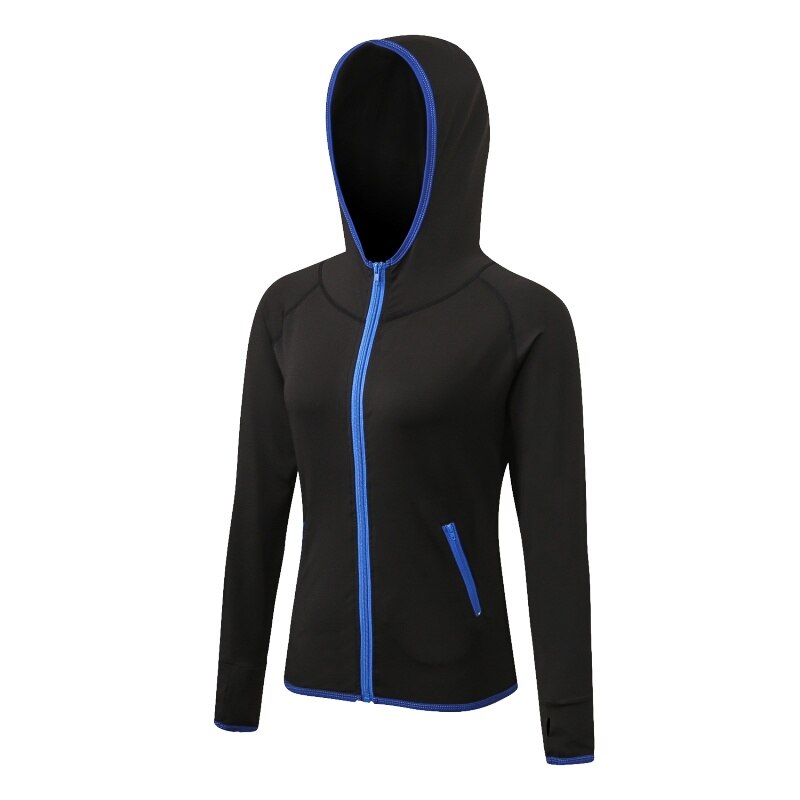 Achetez la Veste de Course pour Femme 2020 avec Zip et Capuche | AOMshop black blue