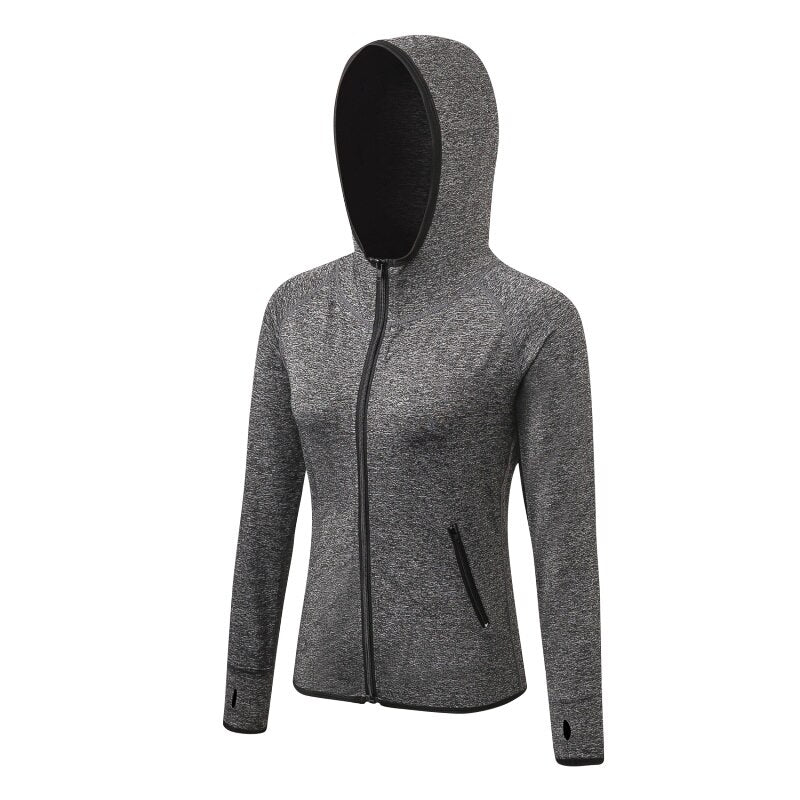 Achetez la Veste de Course pour Femme 2020 avec Zip et Capuche | AOMshop Gray