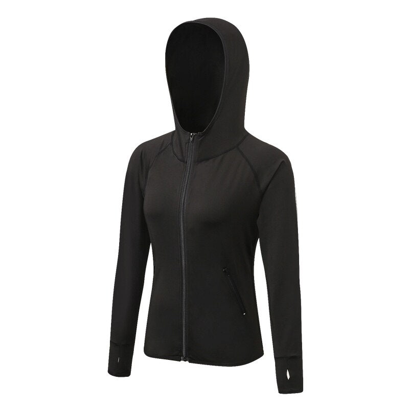 Achetez la Veste de Course pour Femme 2020 avec Zip et Capuche | AOMshop Black