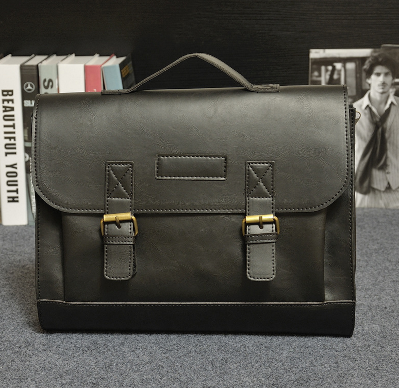 Achetez la sacoche en cuir Crazy Horse pour homme sur AOMshop Black