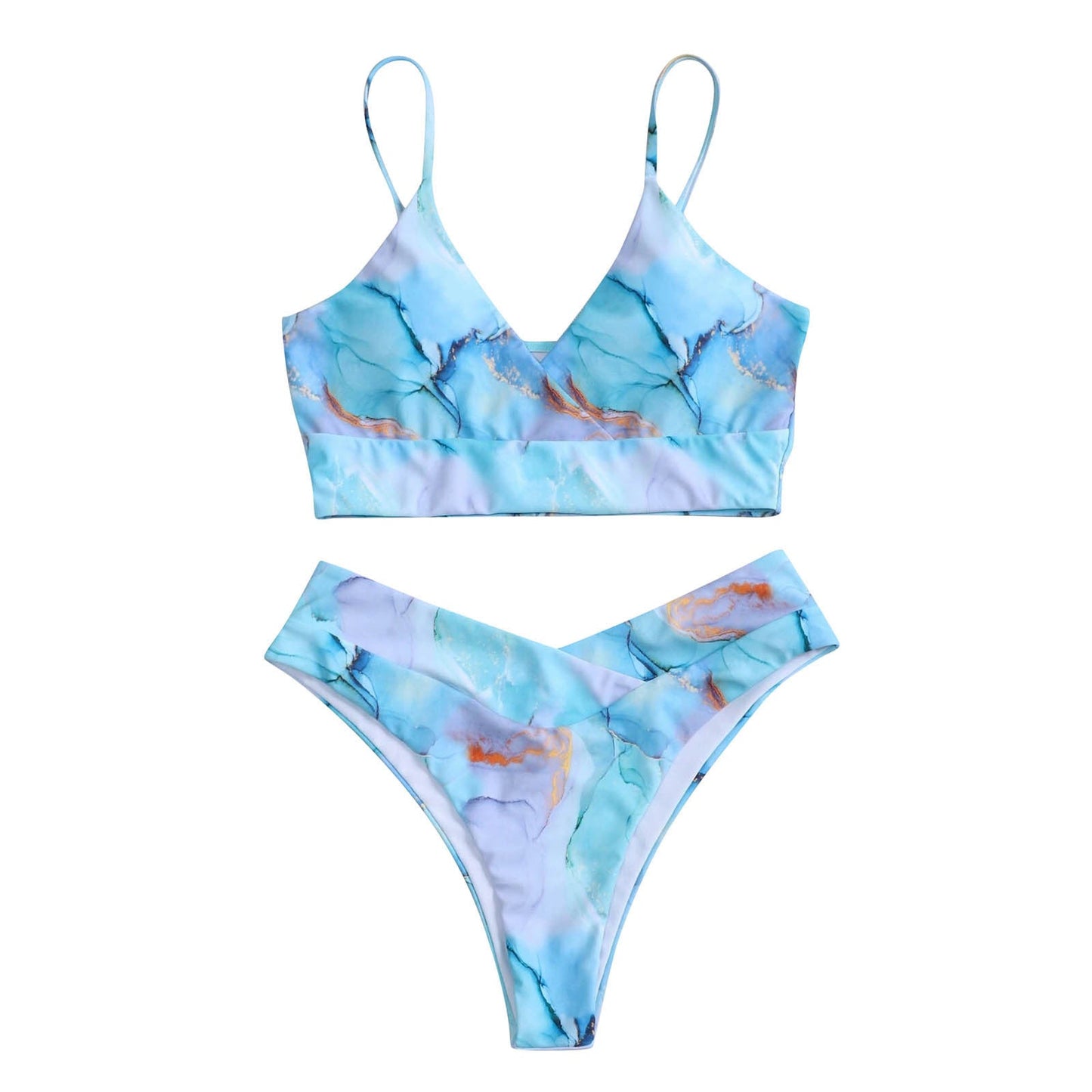 "Achetez le meilleur bikini Marble Blooming chez AOMshop" Light Blue