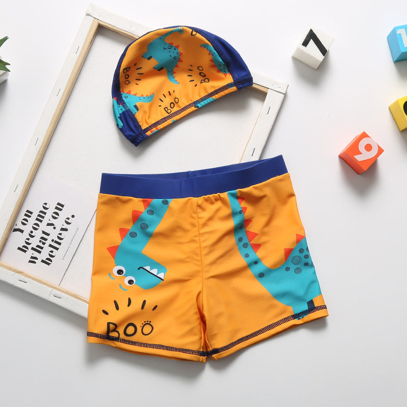 "Achetez le meilleur ensemble de shorts de bain Cartoon Dinosaur sur AOMshop" Orange