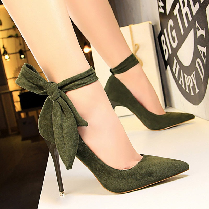 "Achetez les nouveaux escarpins pour femmes en daim - AOMshop" green