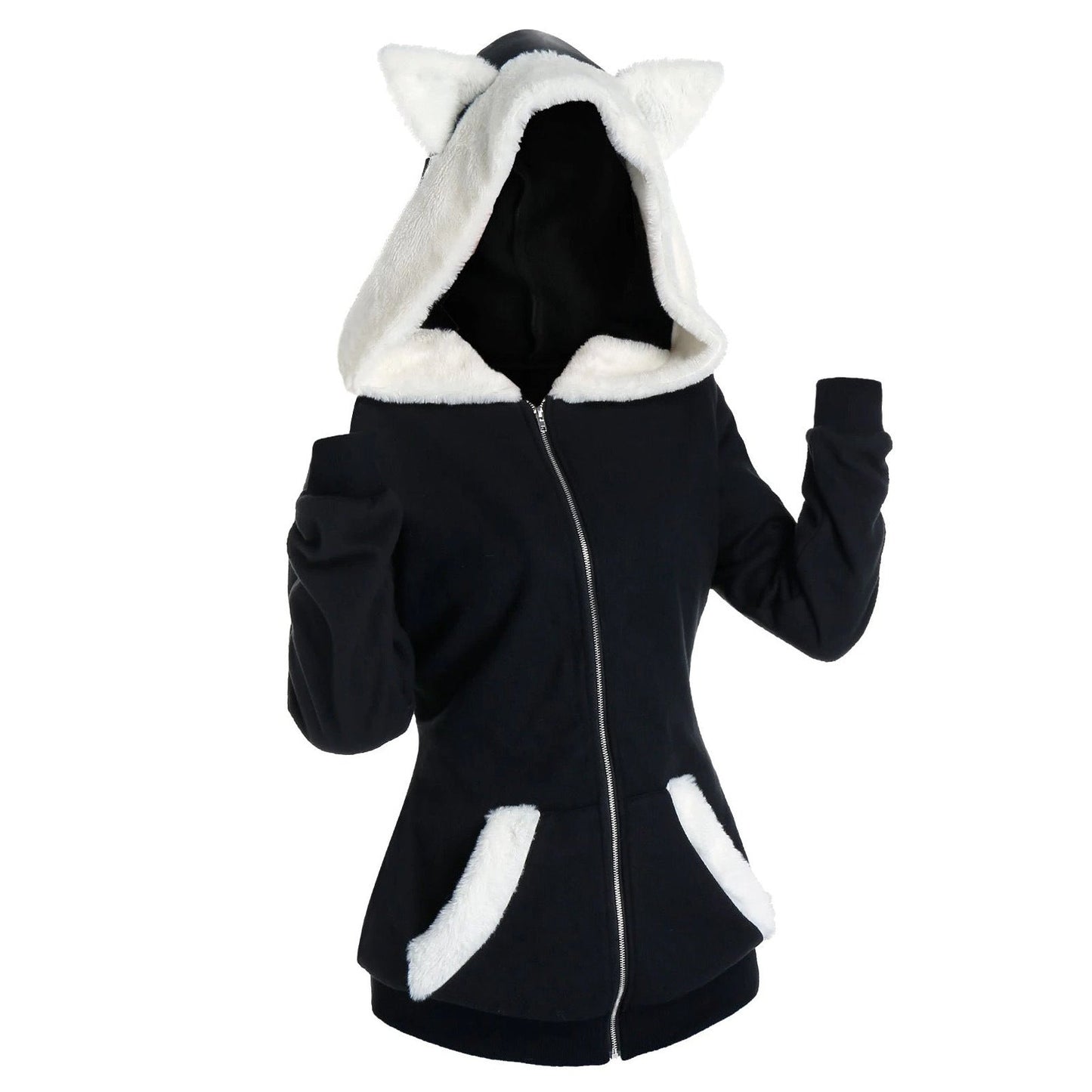 Achetez un Plush Cat Ears Hooded Plush Sweater - AOMshop