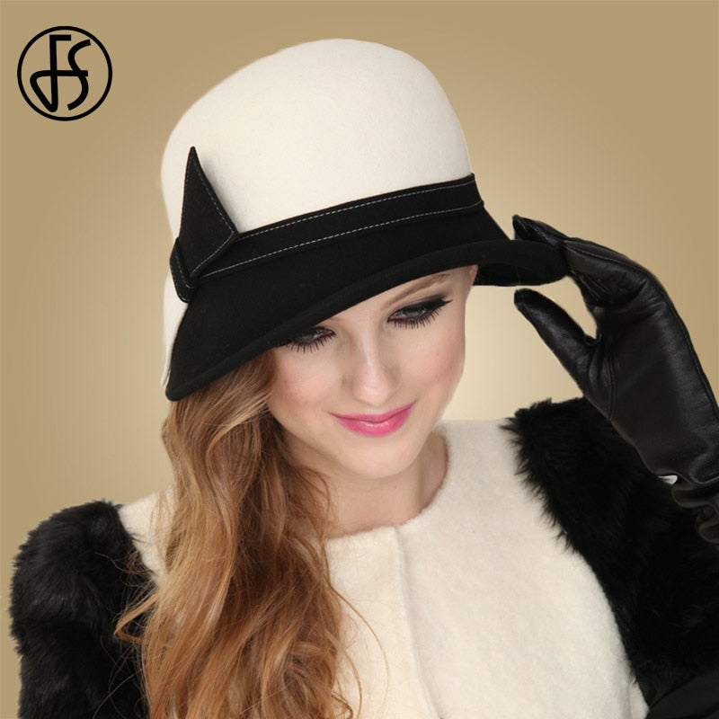 "Achetez un chapeau blanc en feutre pour femme chez AOMshop" White fedora 56-58CM