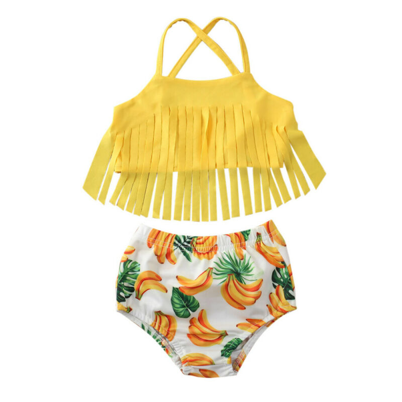 Achetez votre Banana Print Tassel Swimsuit pour Femmes | AOMshop Yellow