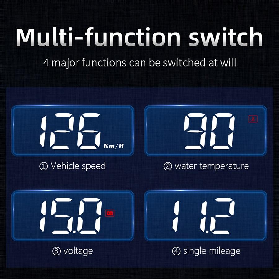 "Affichage tête haute de voiture avec OBD2 : vitesse, température et plus encore"