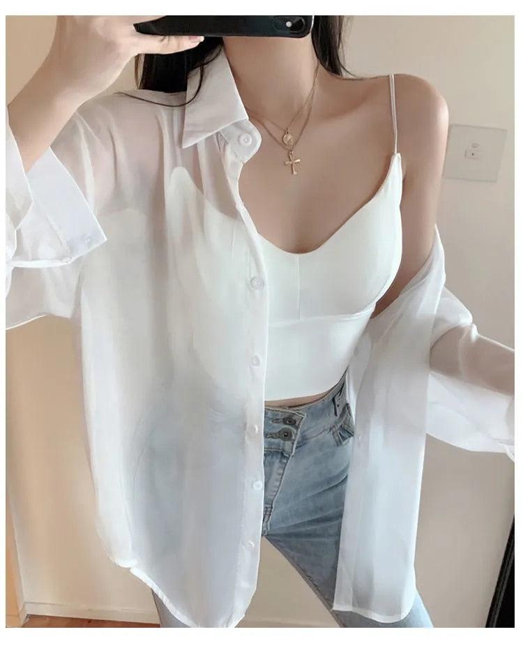 BOW Chemise Femme Blouse Manches Longues Décontractée Couleur Unie Été Mode