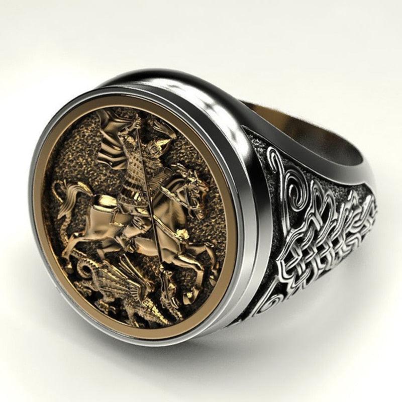 Bague Homme Style Punk Cool Rome Soldier Horse Dragon - Bijoux Mode