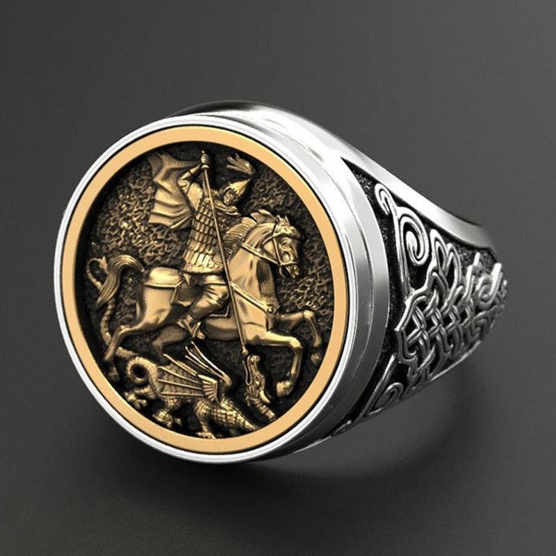 Bague Homme Style Punk Cool Rome Soldier Horse Dragon - Bijoux Mode