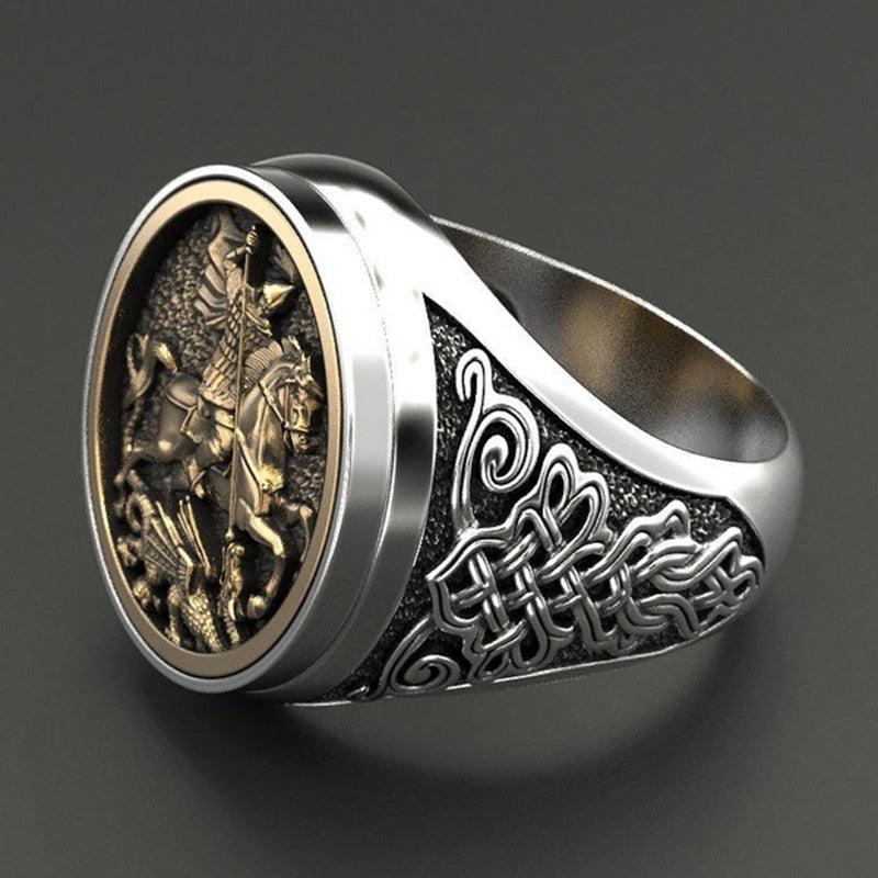 Bague Homme Style Punk Cool Rome Soldier Horse Dragon - Bijoux Mode