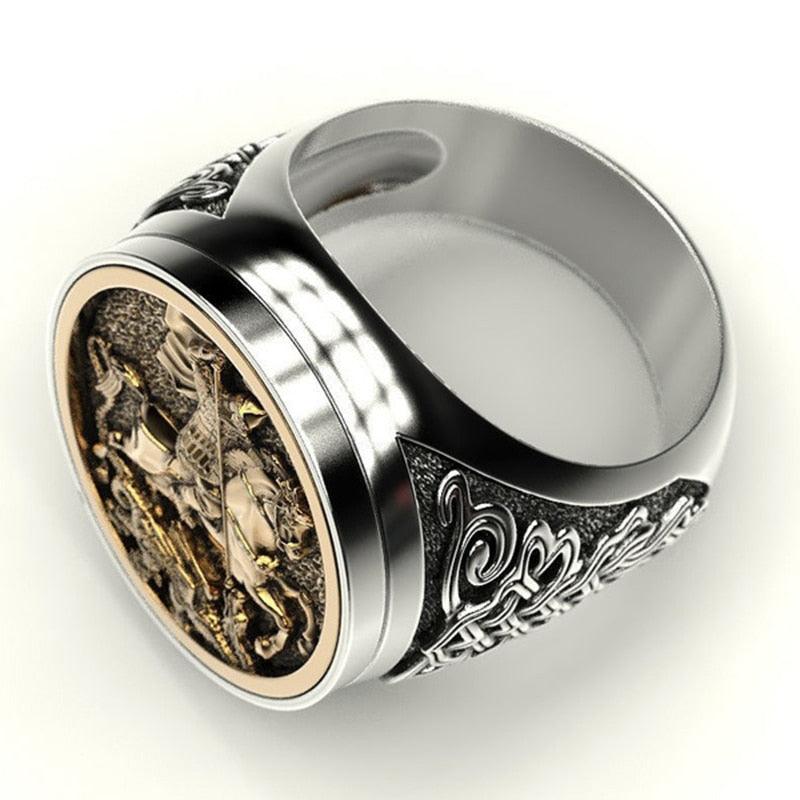 Bague Homme Style Punk Cool Rome Soldier Horse Dragon - Bijoux Mode