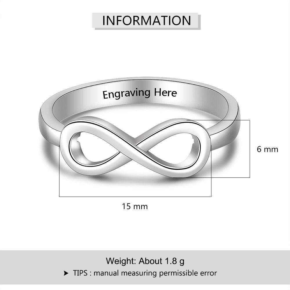 Bague Infinity Love Knot pour Femme Personnalisée
