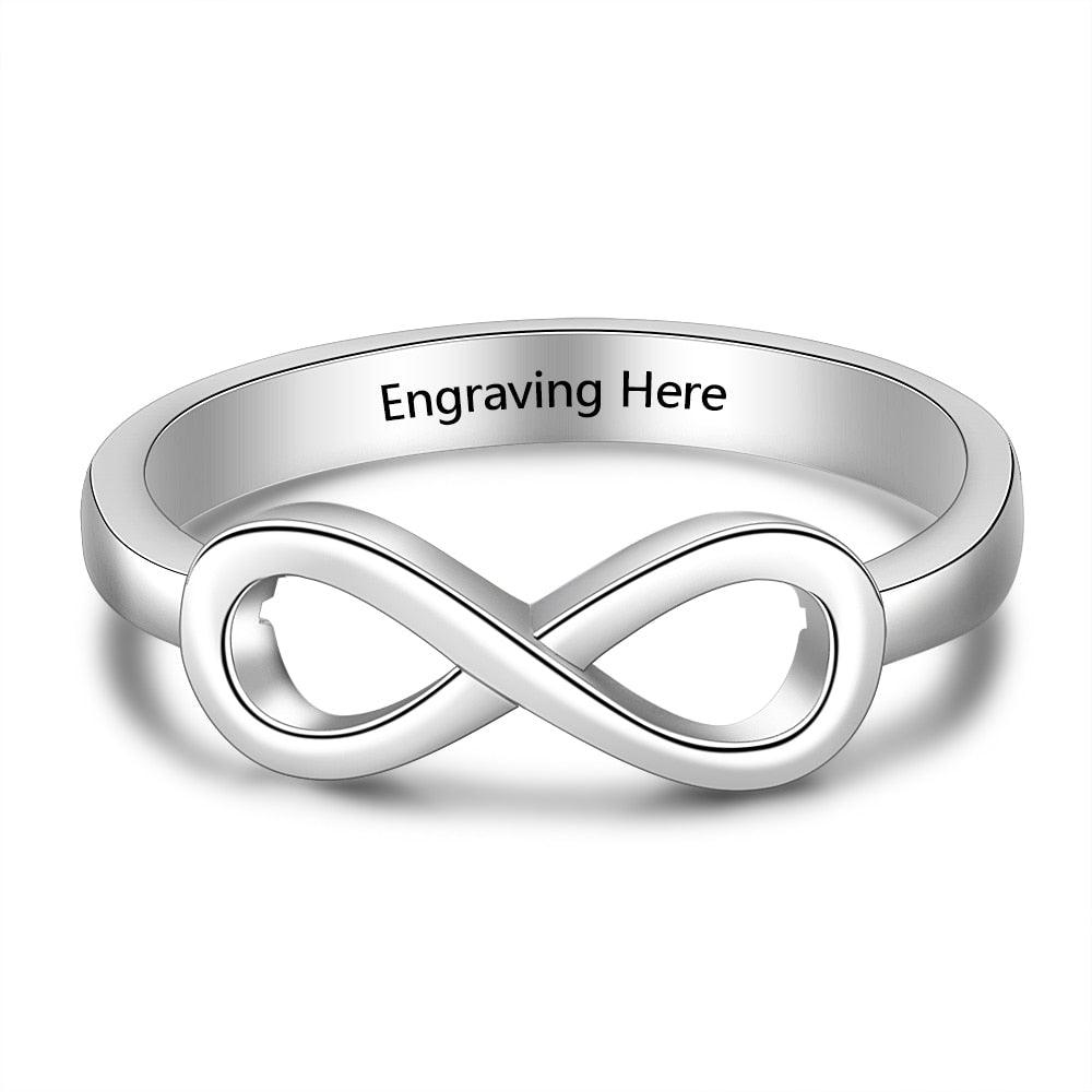 Bague Infinity Love Knot pour Femme Personnalisée Engraving inside