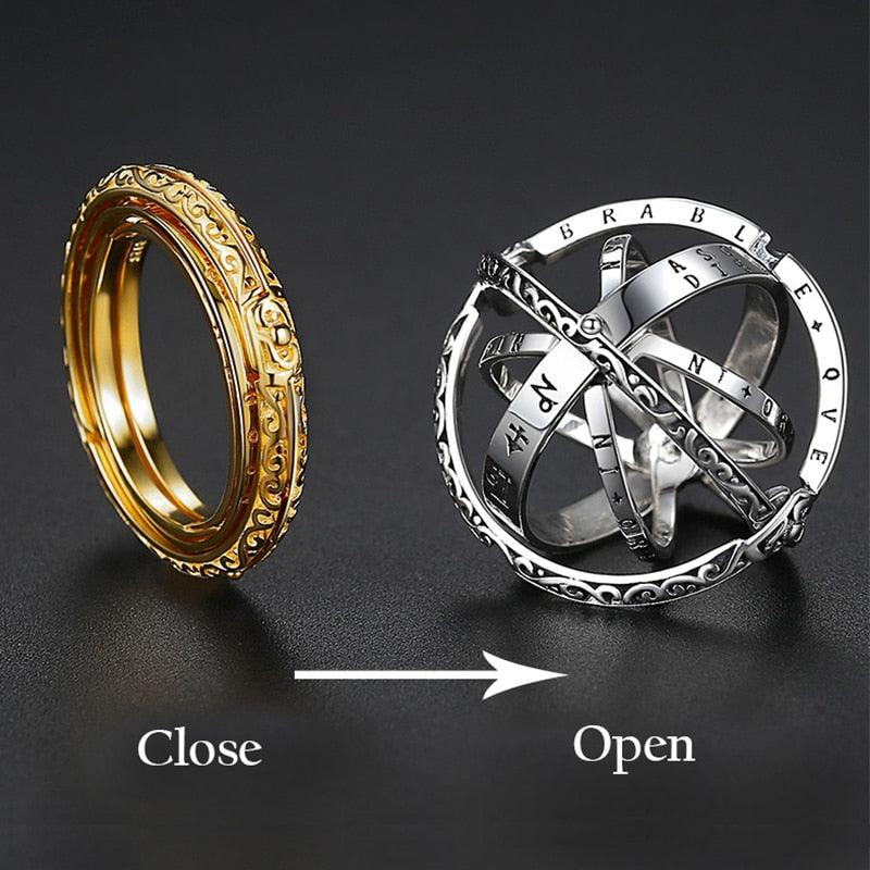 "Bague boule astronomie pour homme et femme en argent"