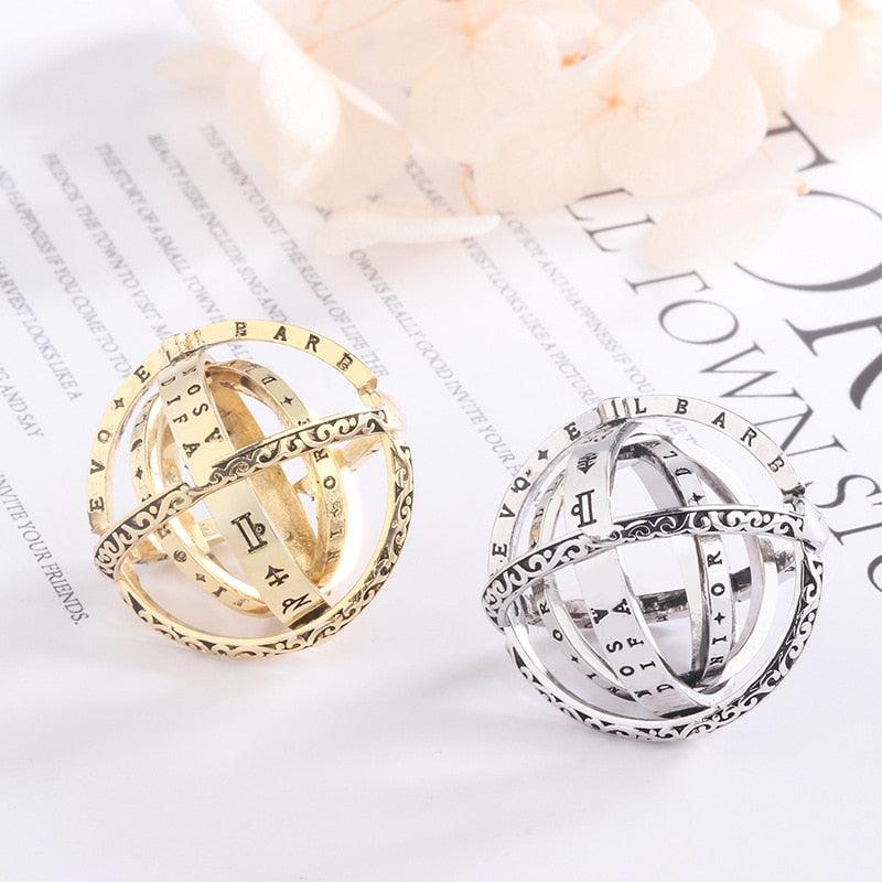 "Bague boule astronomie pour homme et femme en argent"