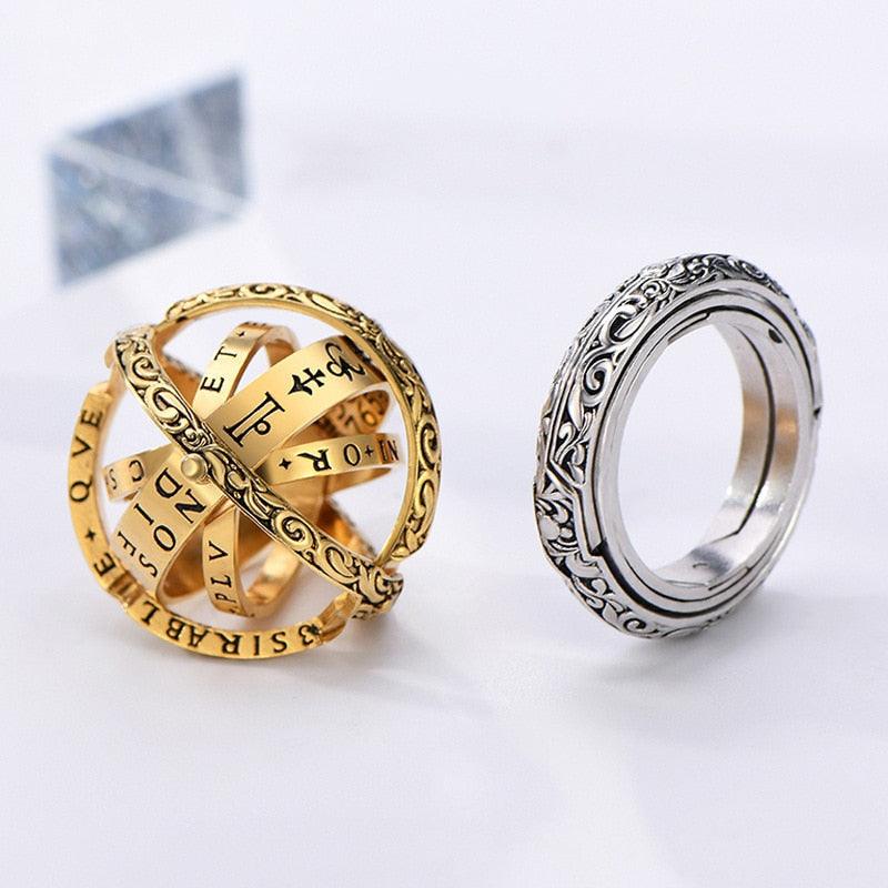 "Bague boule astronomie pour homme et femme en argent"