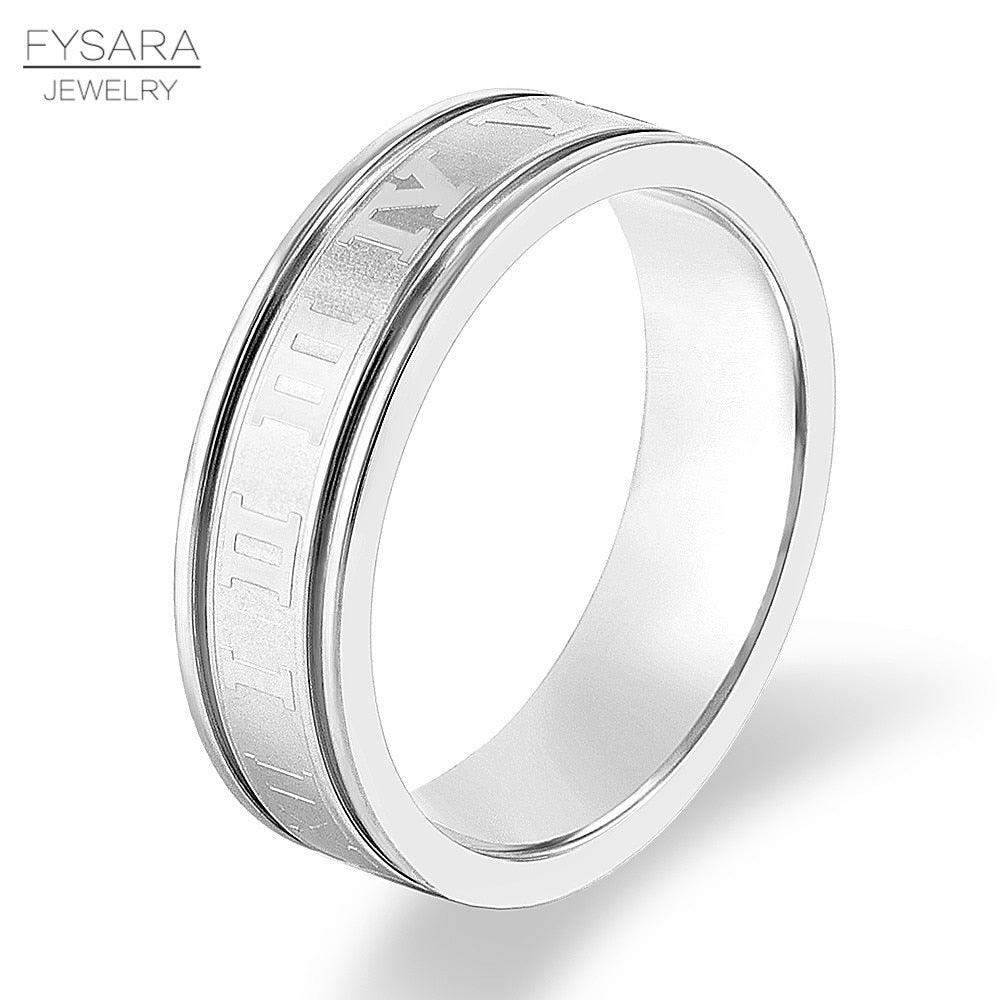 "Bague chiffres romains en or noir pour hommes et femmes"