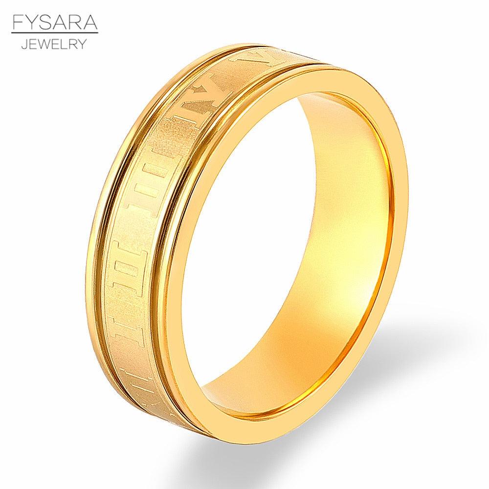 "Bague chiffres romains en or noir pour hommes et femmes"