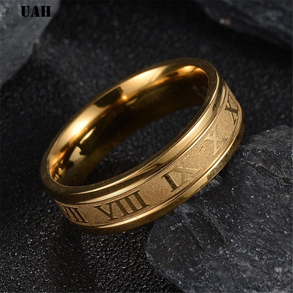 Bague de mariage en acier inoxydable avec chiffres romains