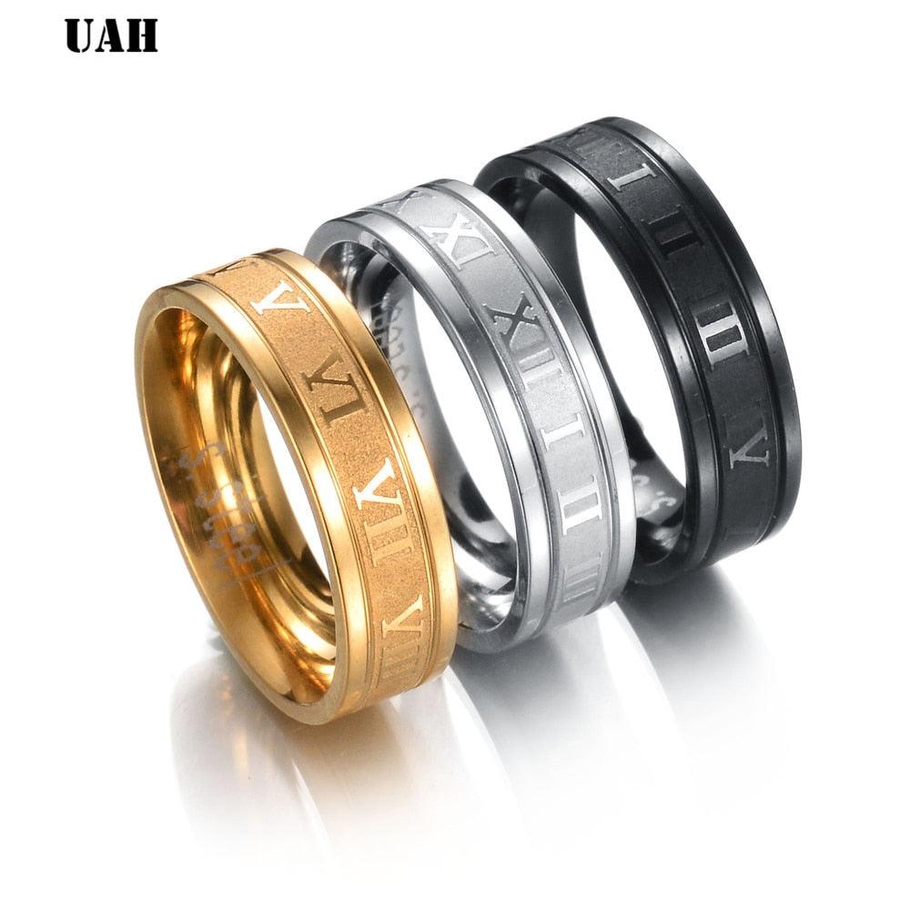 Bague de mariage en acier inoxydable avec chiffres romains