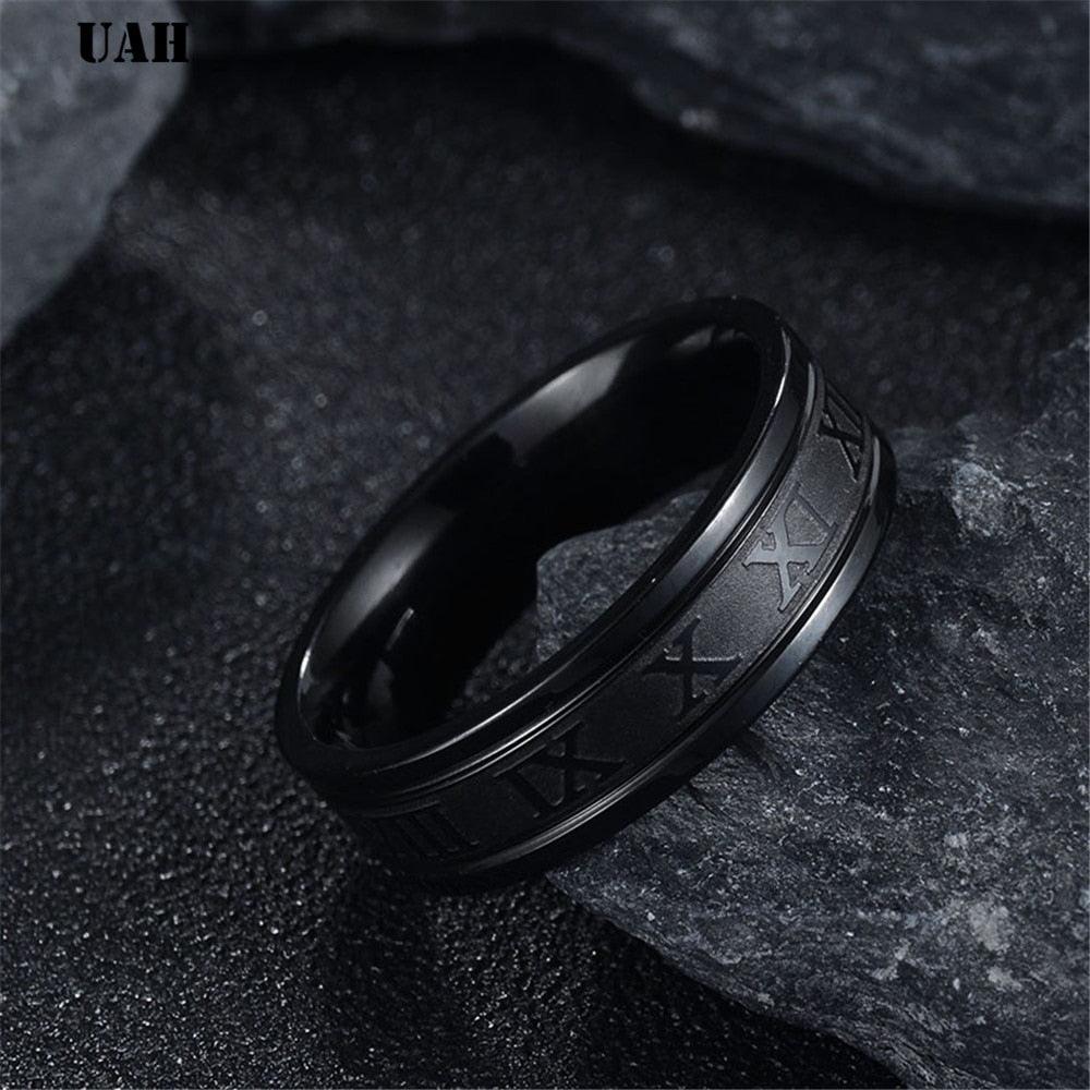 Bague de mariage en acier inoxydable avec chiffres romains