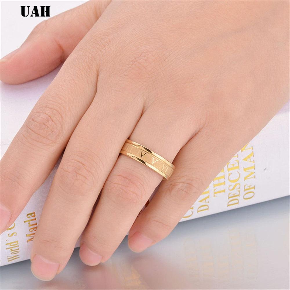 Bague de mariage en acier inoxydable avec chiffres romains