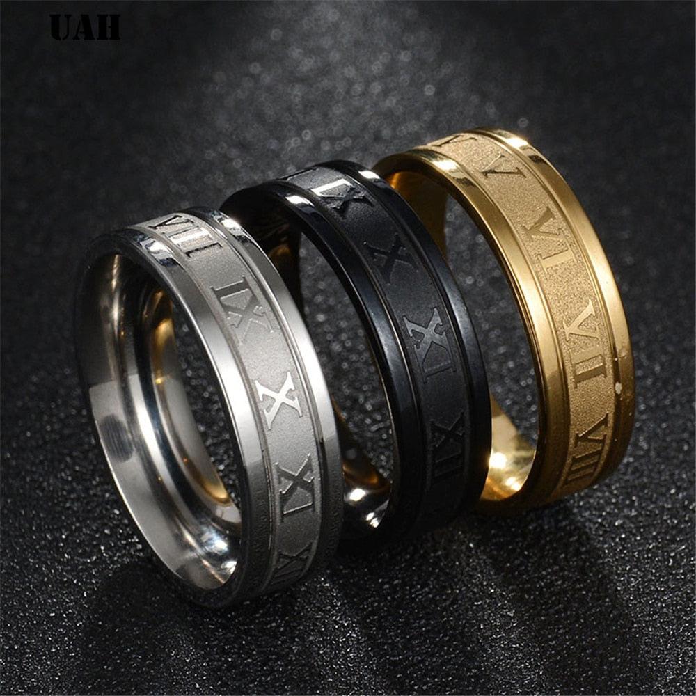 Bague de mariage en acier inoxydable avec chiffres romains