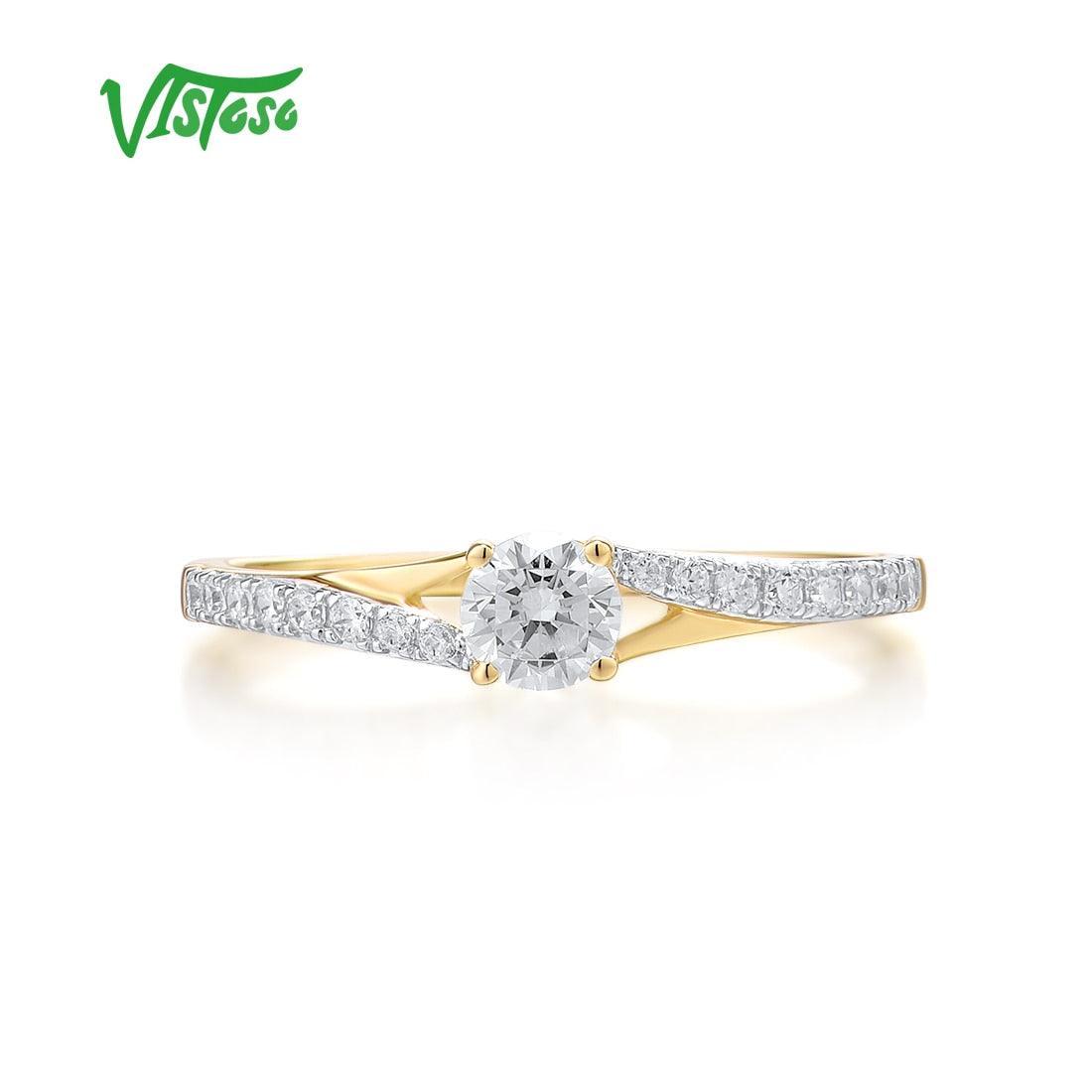 Bague en Or Jaune 9K avec Zircons Blancs pour Femme