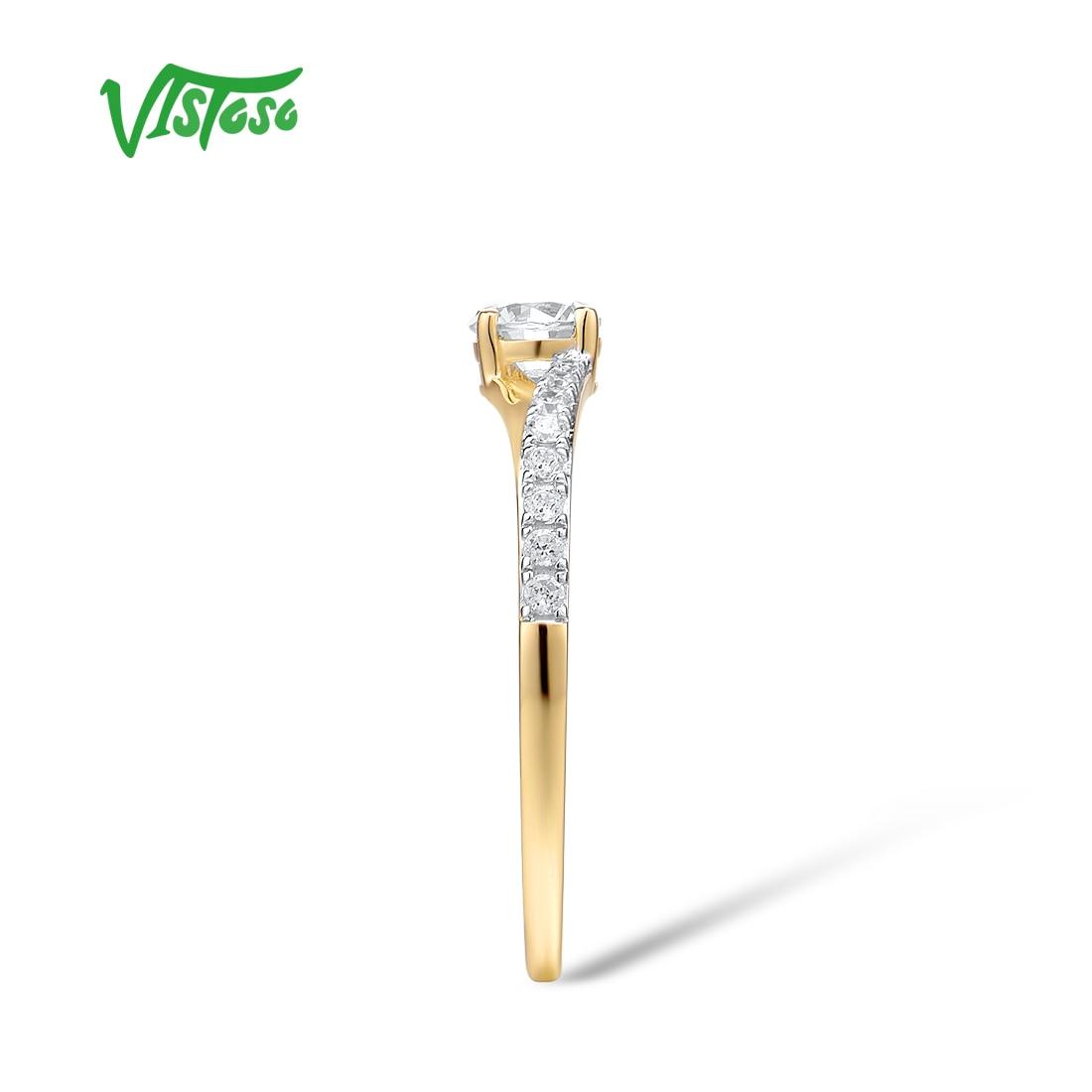 Bague en Or Jaune 9K avec Zircons Blancs pour Femme