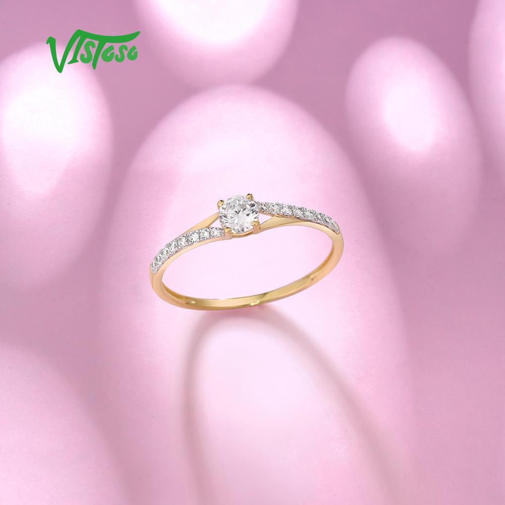 Bague en Or Jaune 9K avec Zircons Blancs pour Femme