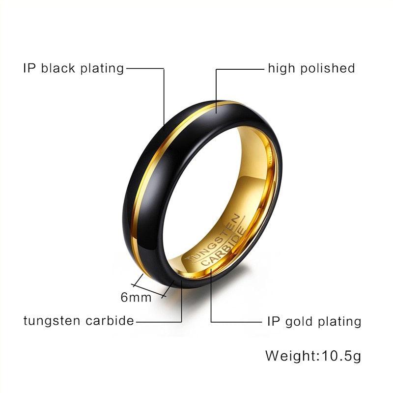 "Bague en carbure de tungstène noir pour homme - élégante et fine"