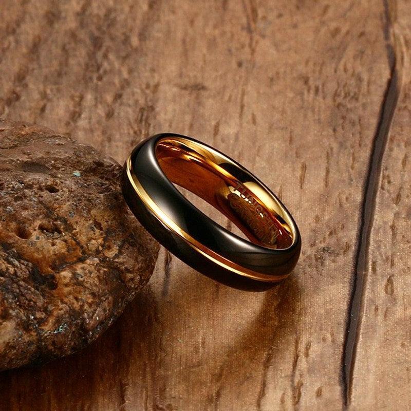 "Bague en carbure de tungstène noir pour homme - élégante et fine"
