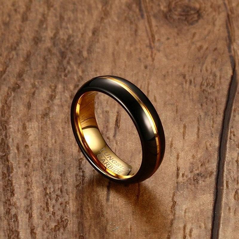 "Bague en carbure de tungstène noir pour homme - élégante et fine"