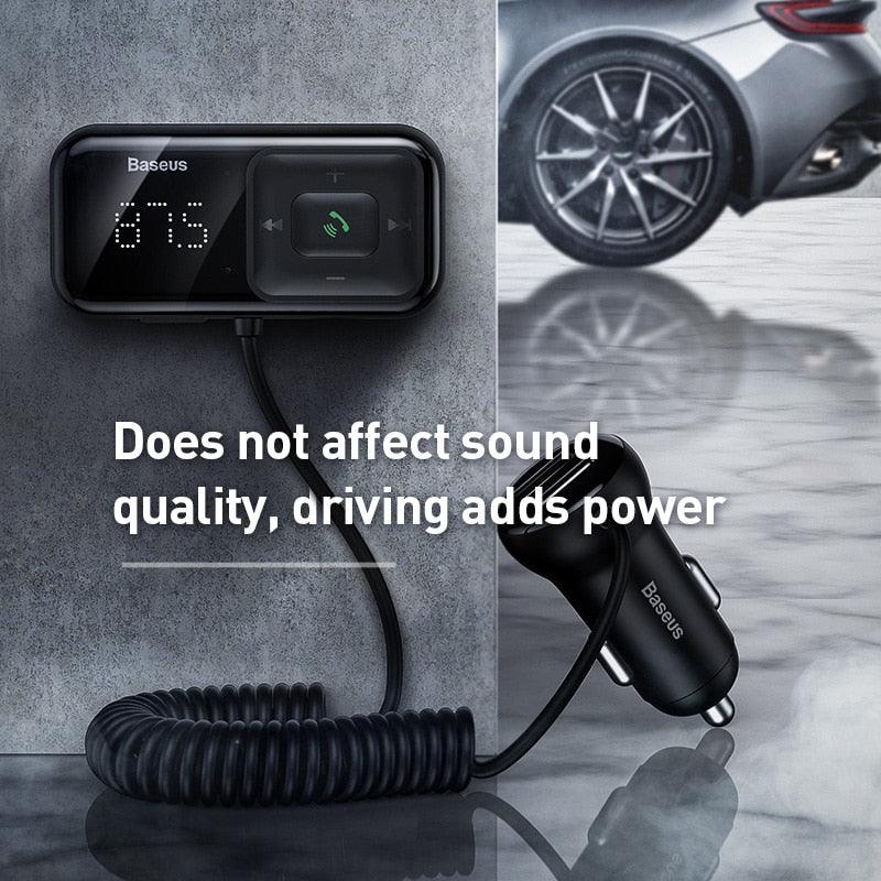 Baseus Car FM Transmitter Bluetooth 5.0 - Chargeur USB voiture avec kit mains-libres et lecteur MP3