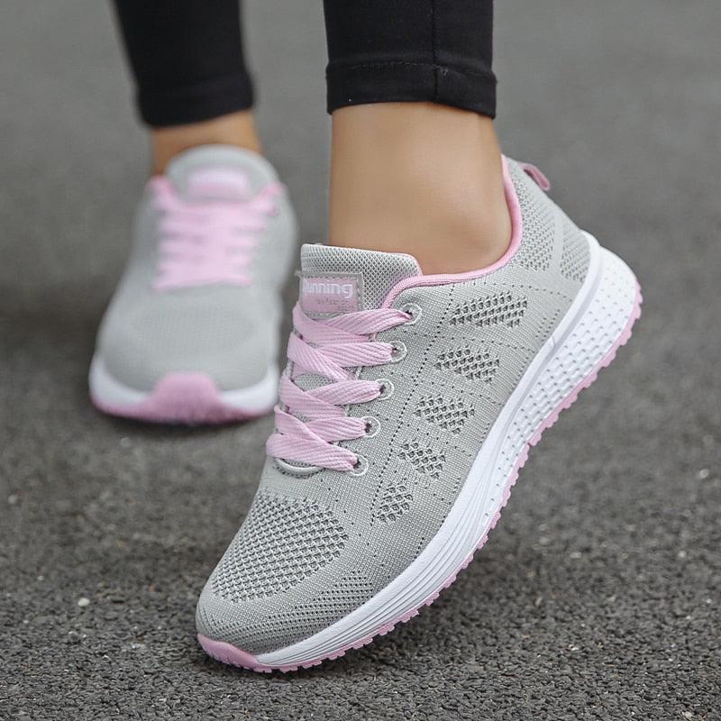 Baskets femme légères et respirantes pour le sport A08-Grey pink